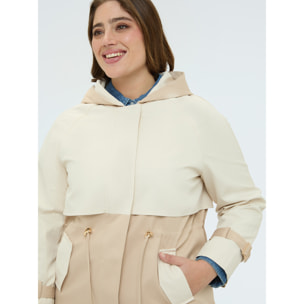 Fiorella Rubino - Trench bicolor con capucha - Beige