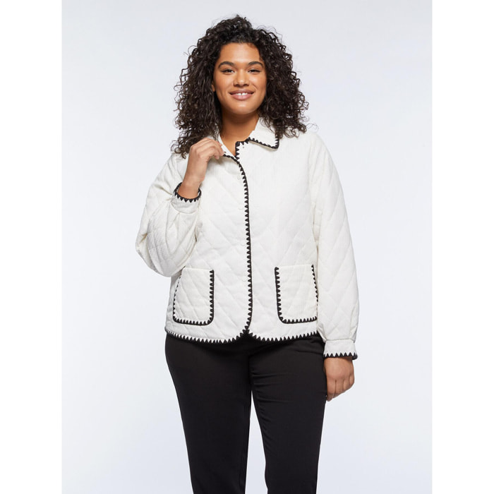 Fiorella Rubino - Chaqueta acolchada con bordes bordados - Blanco