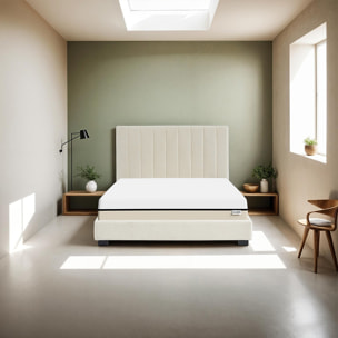Lit en tissu bouclé + Matelas Hybride - WILLIAM & SPRING ELITE