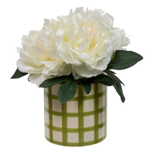 Composition florale artificielle pivoines H21,5 cm