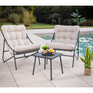 Salon de jardin en acier - 2 places - gris anthracite - LEMAN