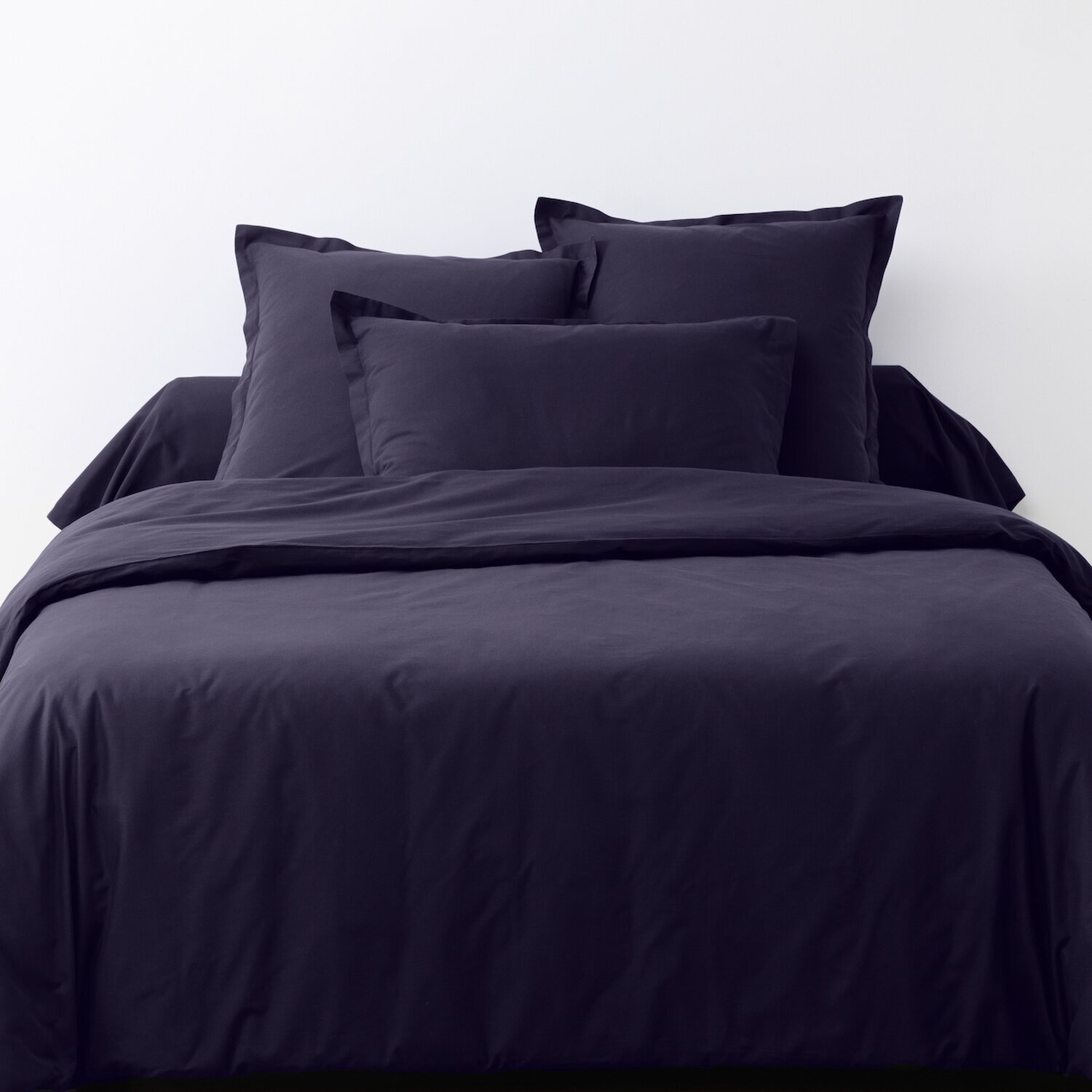 Parure Housse De Couette + 1 taie 100% Coton 57fils Bleu Imperial