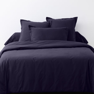 Parure Housse De Couette + 1 taie 100% Coton 57fils Bleu Imperial