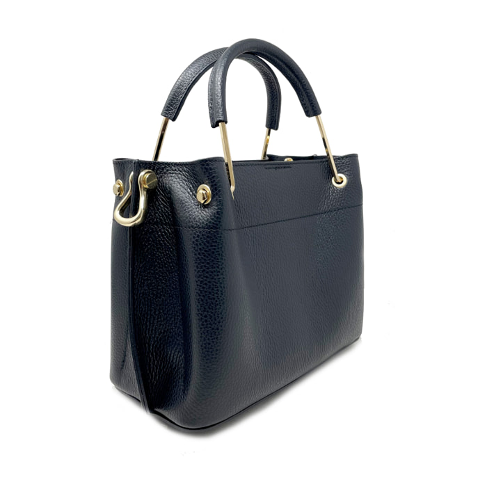 Chicca Borse - Borsa a Mano Donna in Vera Pelle - Colore Nero