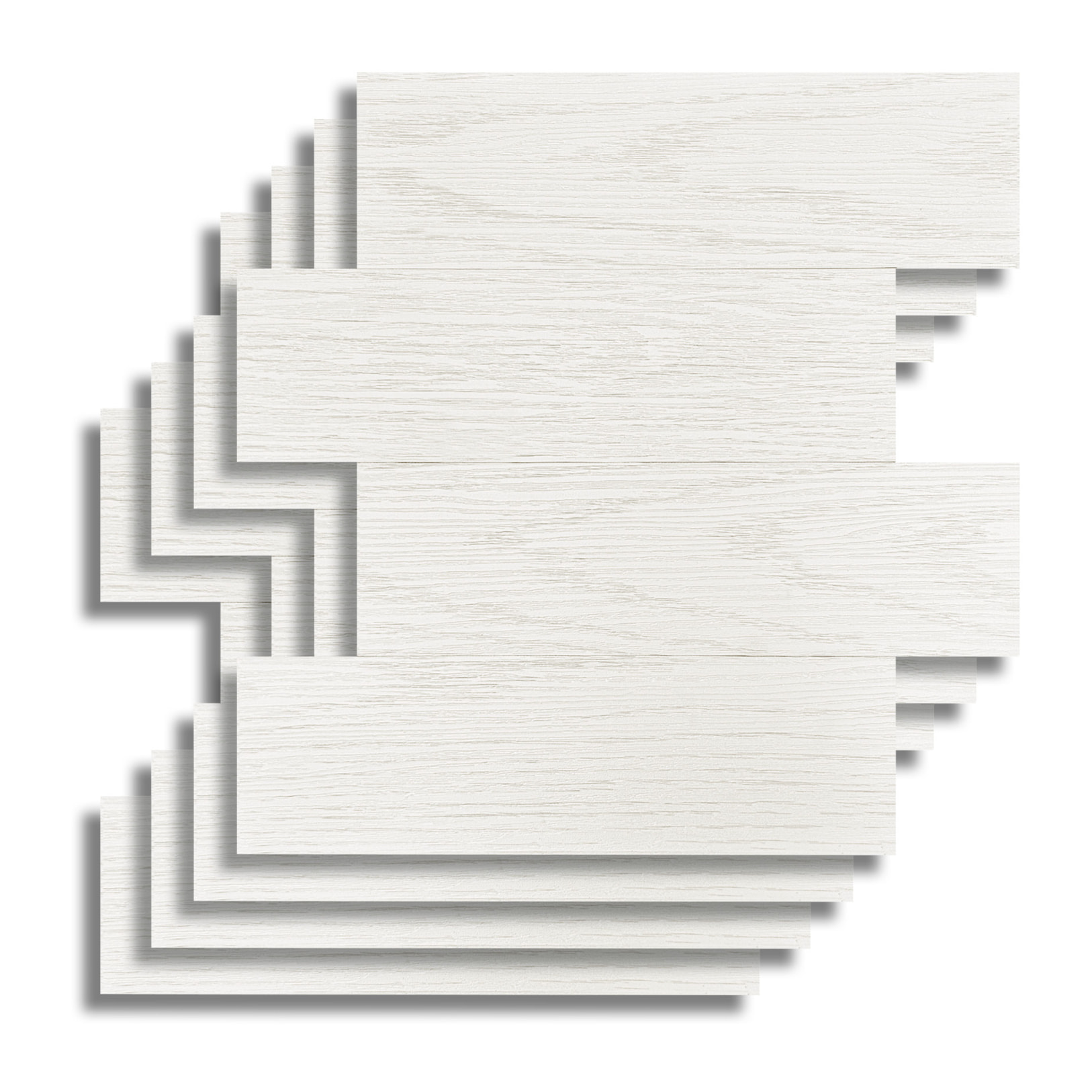 Crédence adhésive murale 3D  - Effet bois 4 pièces - Blanc