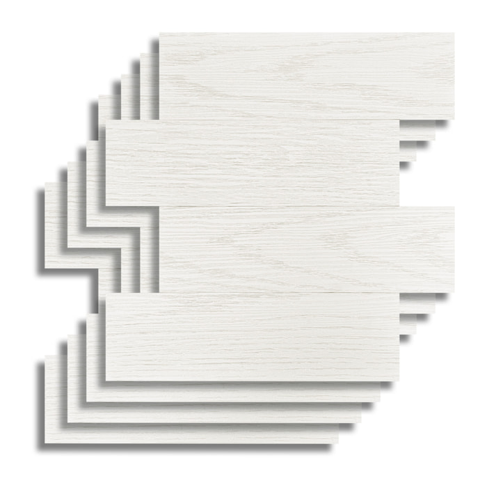 Crédence adhésive murale 3D  - Effet bois 4 pièces - Blanc