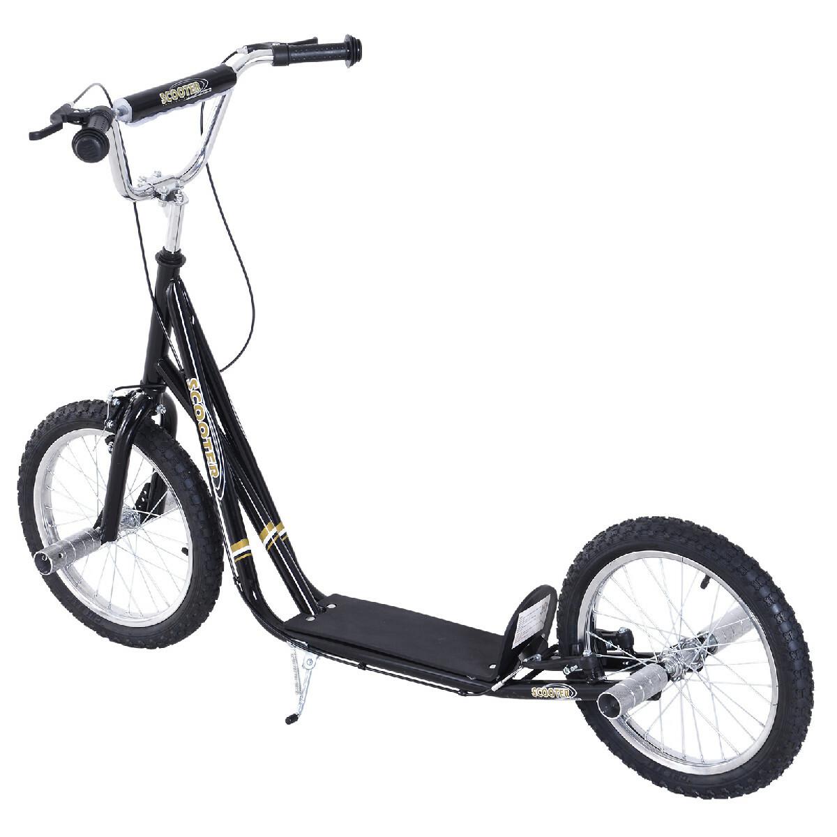 Trottinette patinette freestyle grandes roues pneumatiques Ø 41 cm avec pegs noir