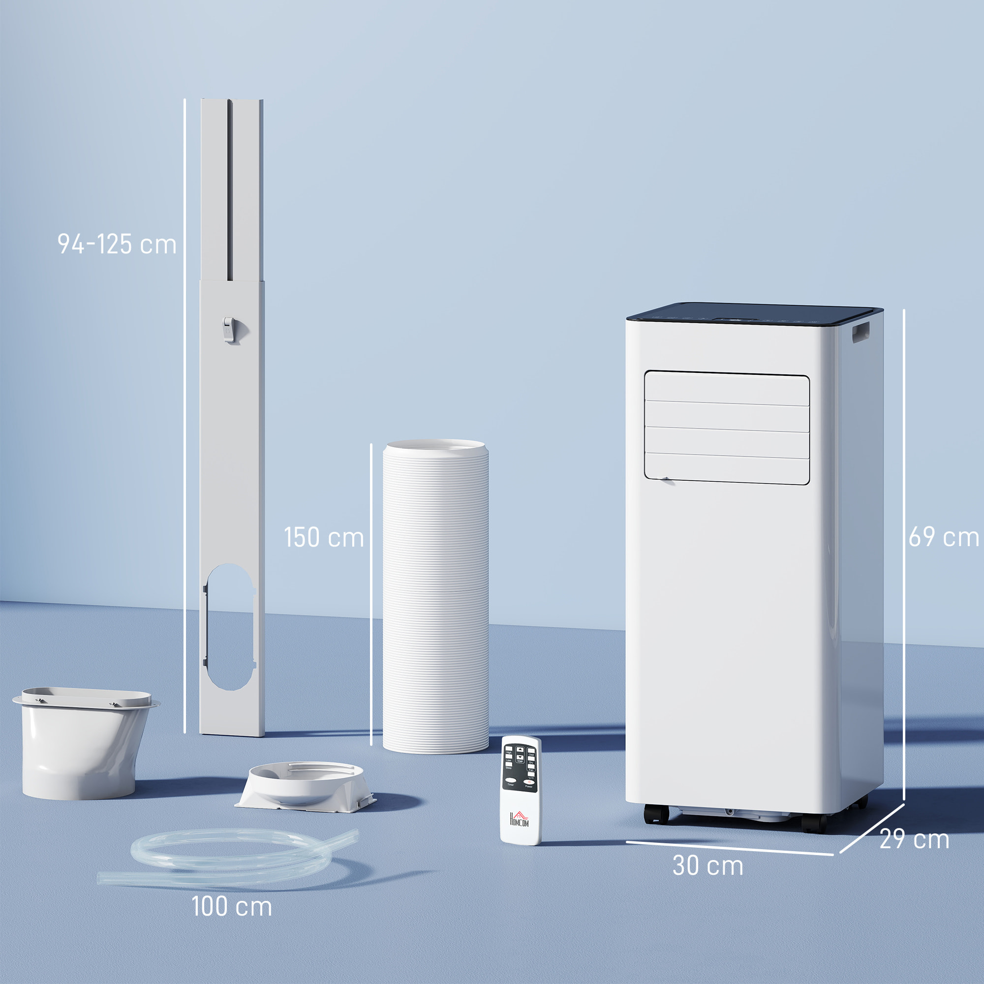 Climatiseur mobile 7000BTU 3 en 1 refroidissement ventilateur déshumidificateur télécommande kit d'évacution inclus blanc