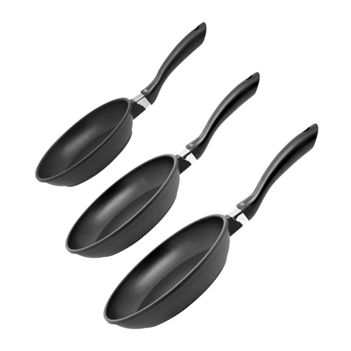 Set de 3 poêles 20 cm 24 cm et 28 cm sans PFAS Elo Alucast