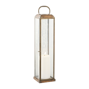 Lanterna Herslev media in vetro e metallo effetto ottone antico 12x12x49 cm