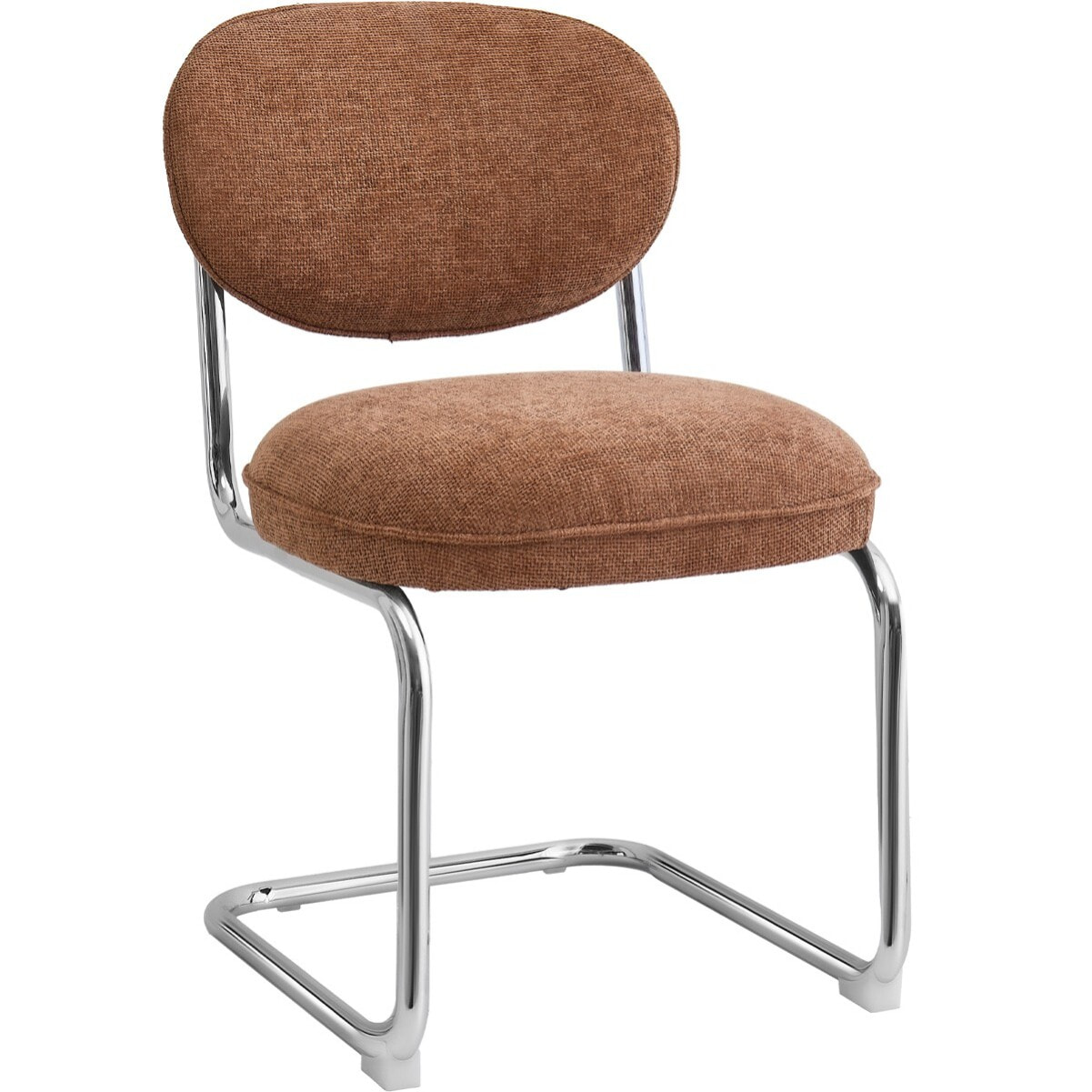 Lot de 2 chaises de salle à manger chromées en tissu chenille - LOU