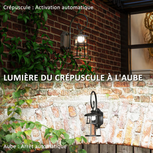 Lot de 2 appliques murales solaires LED extérieures métal ABS noir