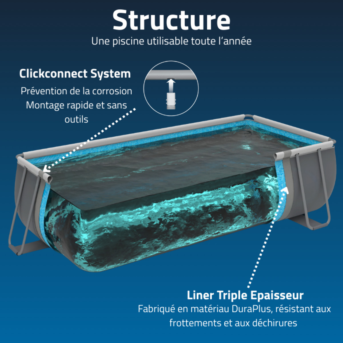 Bestway Piscine hors sol - Rectangulaire - Steel Pro Max - Décor marbre - 404 x 201 x 100 cm