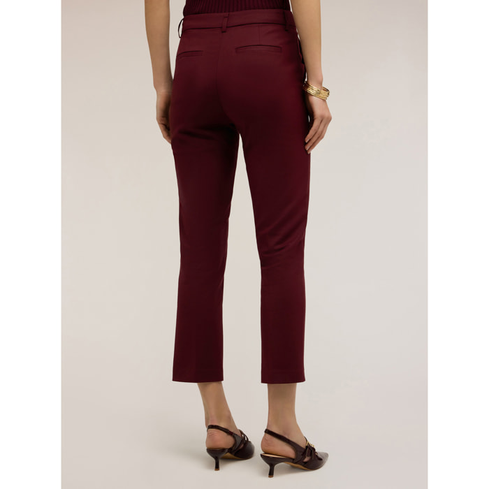 Motivi - Pantalones regular mezcla algodón viscosa - Burgundy