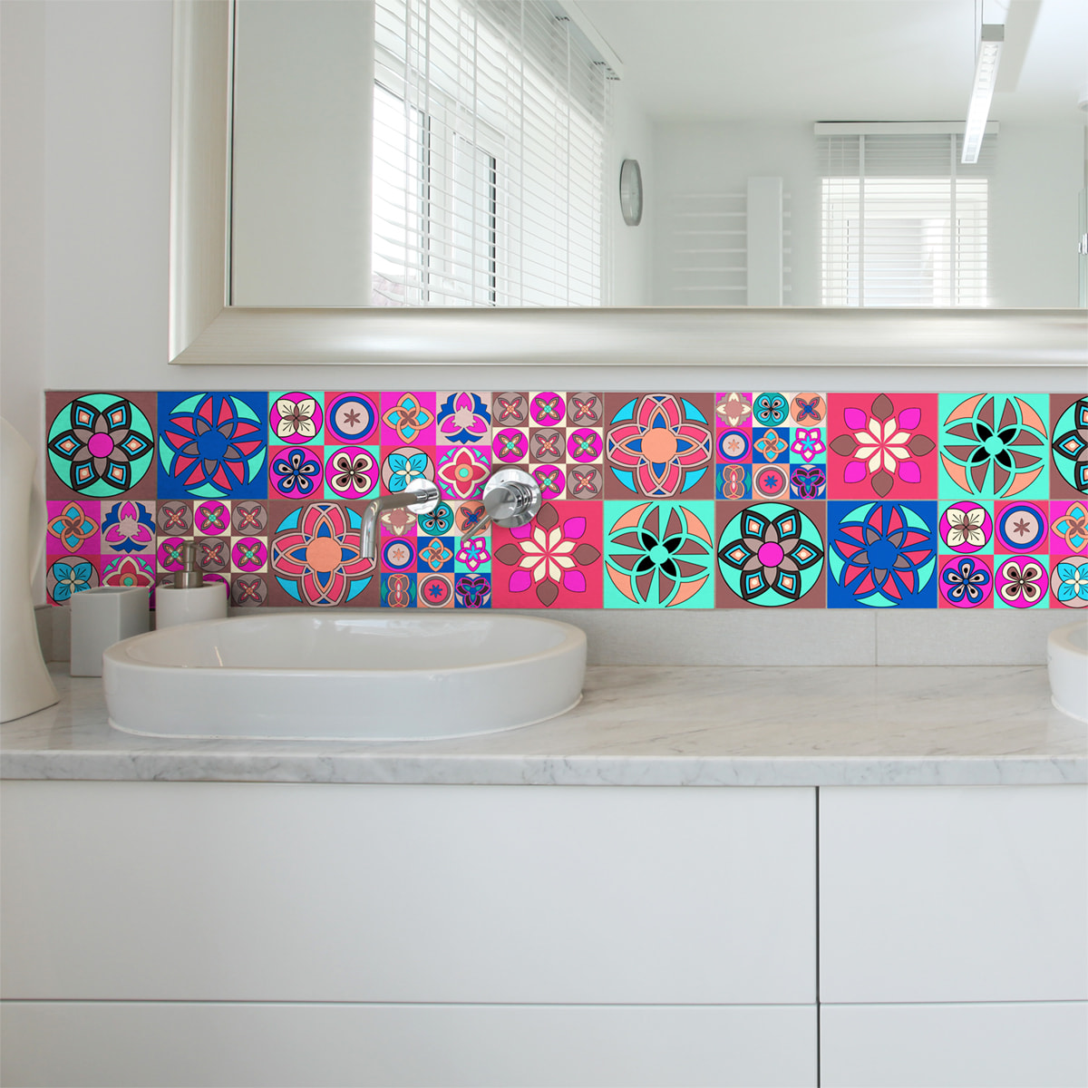 Stickers muraux - Sticker Mural Carrelage adhésif Cuisine Salle de Bain - 9 STICKERS CARRELAGES AZULEJOS ORNEMENTS ARTISTIQUES