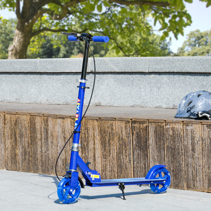Trottinette pliable réglable enfant 3-8 ans roues lumineuses LED frein friction arrière et frein main métal bleu