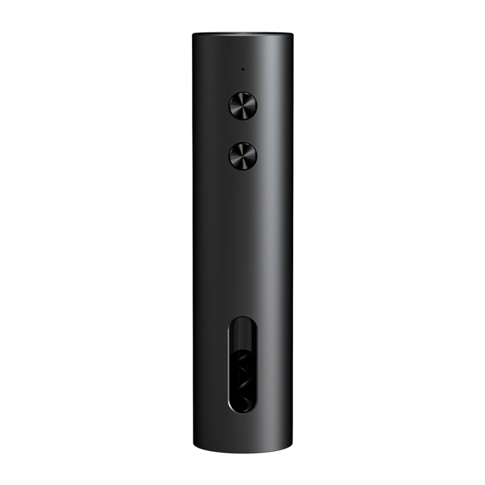 Abridor de botellas eléctrico EC-A con diseño elegante en negro mate, carga rápida y ventana transparente.