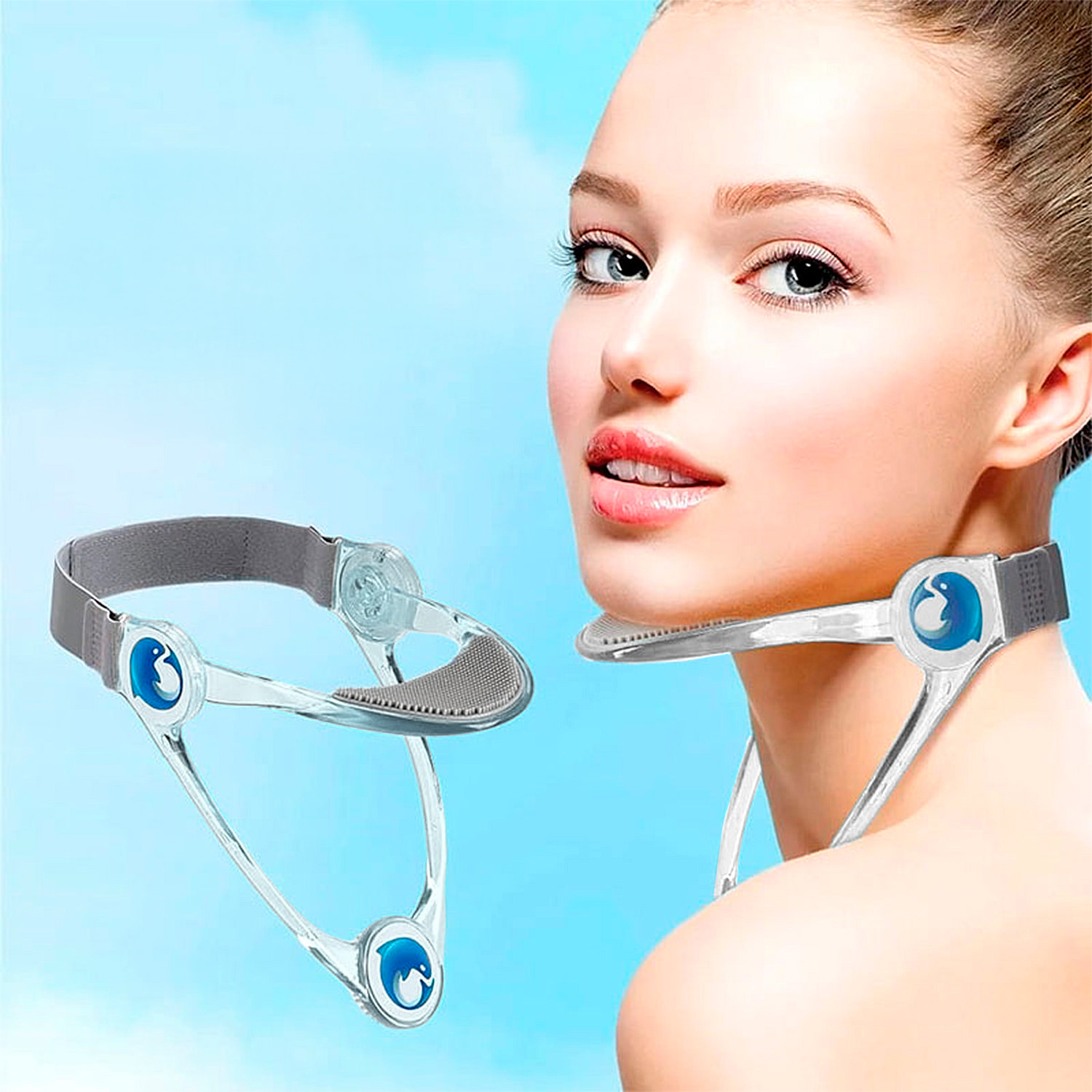 Soporte ergonómico para cuello con ajuste de altura y rotación 360°, ideal para mejorar la postura en casa o trabajo.