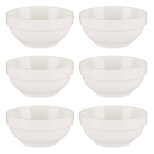 Set 6 cuencos porcelana blanca aperitivo colección vessia