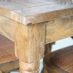 Tavolo da pranzo allungabile in mango naturale 90-180x90x77 - Salento