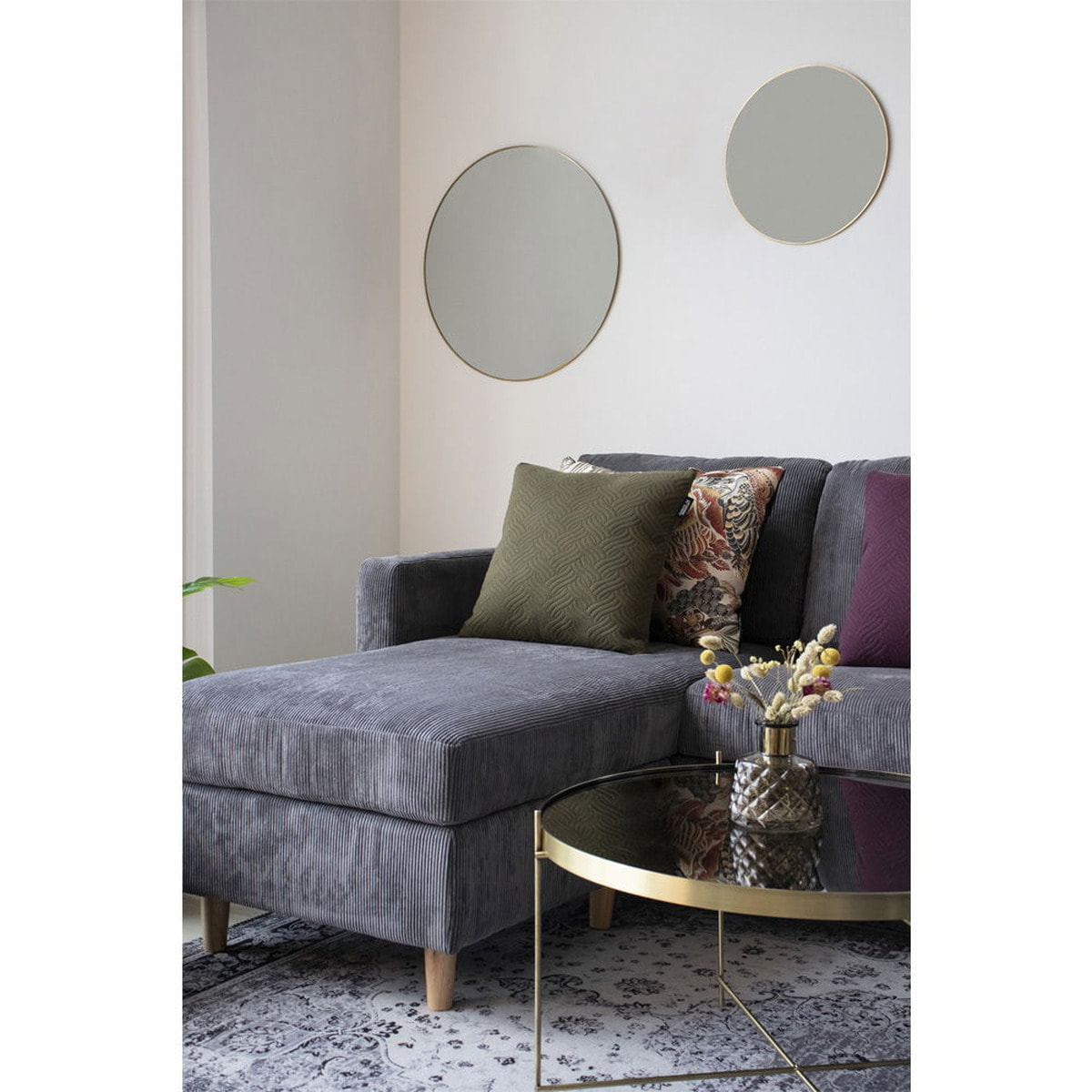 Specchio tondo da parete Jersey in acciaio color ottone ø60 cm