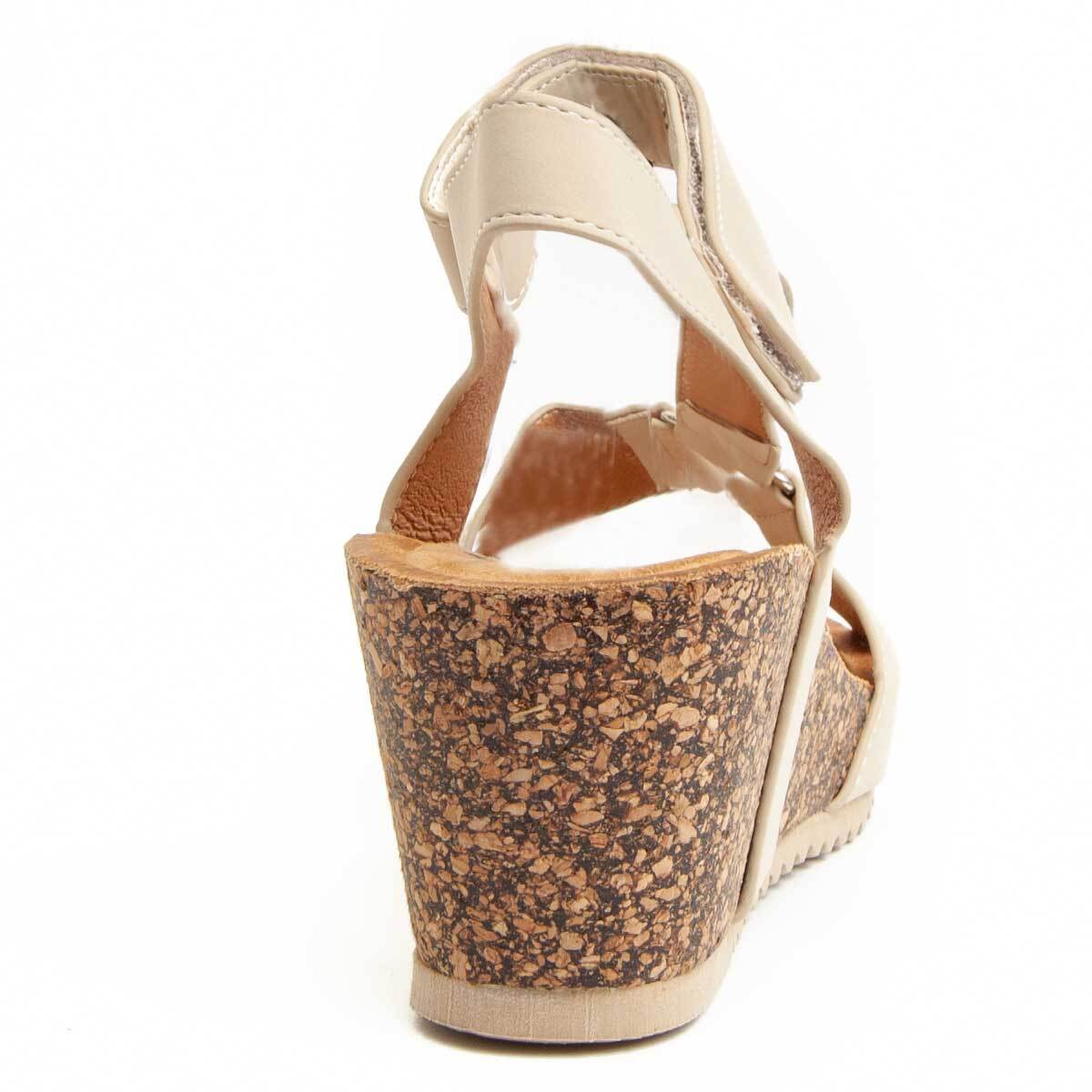 Sandalia De Cuña - Beige - Altura: 6 Cm