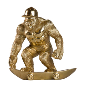 Figura Kingkong Skate Resina Dorada 21x15x21 Cm