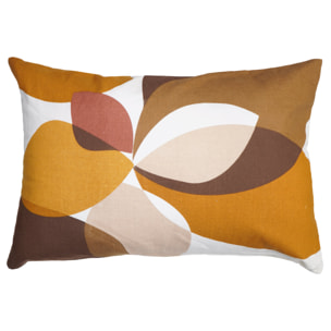 Coussin décoratif rectangulaire en polycoton imprimé géométrique - Marron
