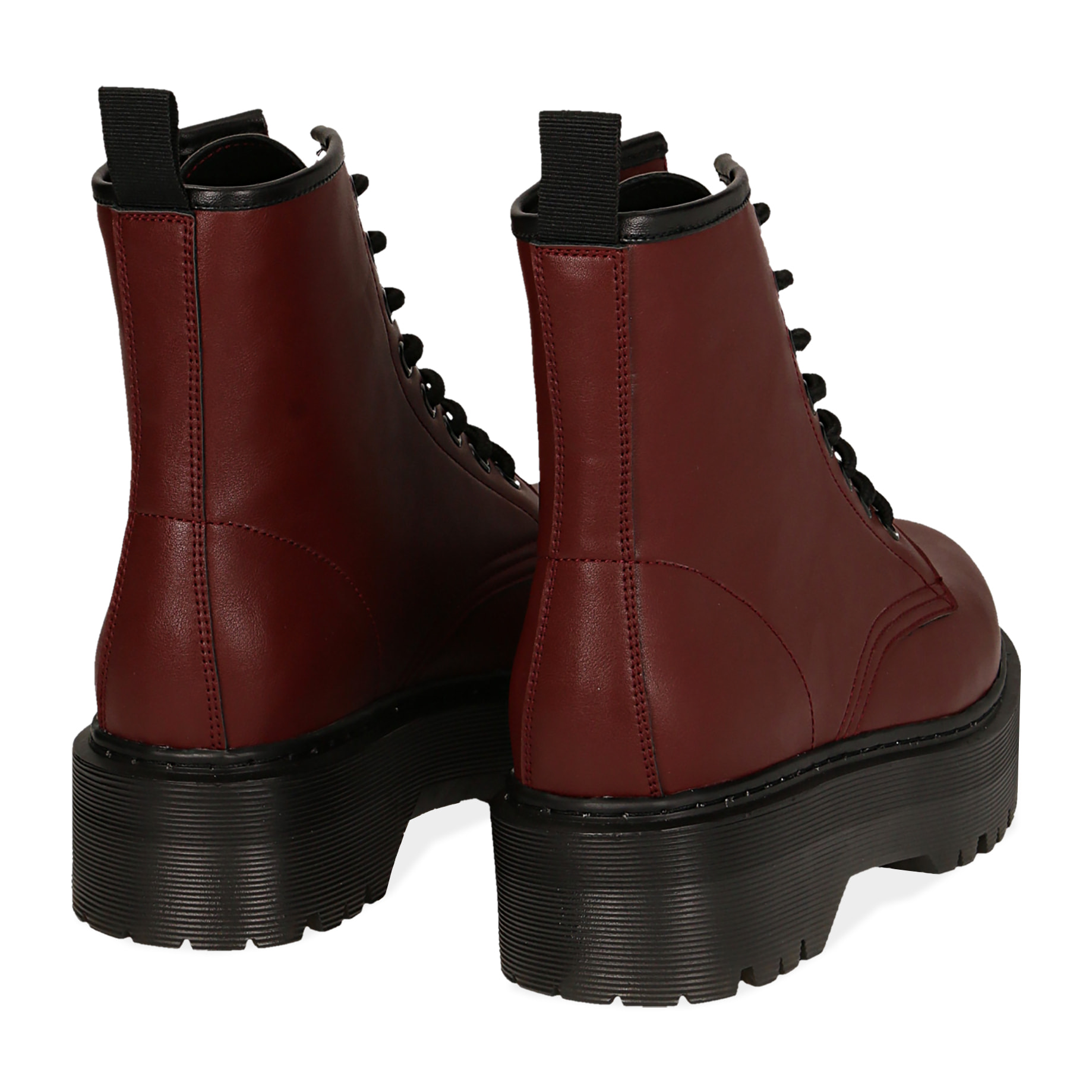 Botines de piel sintética burdeos, tacón 4,50 cm