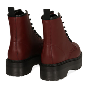 Botines de piel sintética burdeos, tacón 4,50 cm