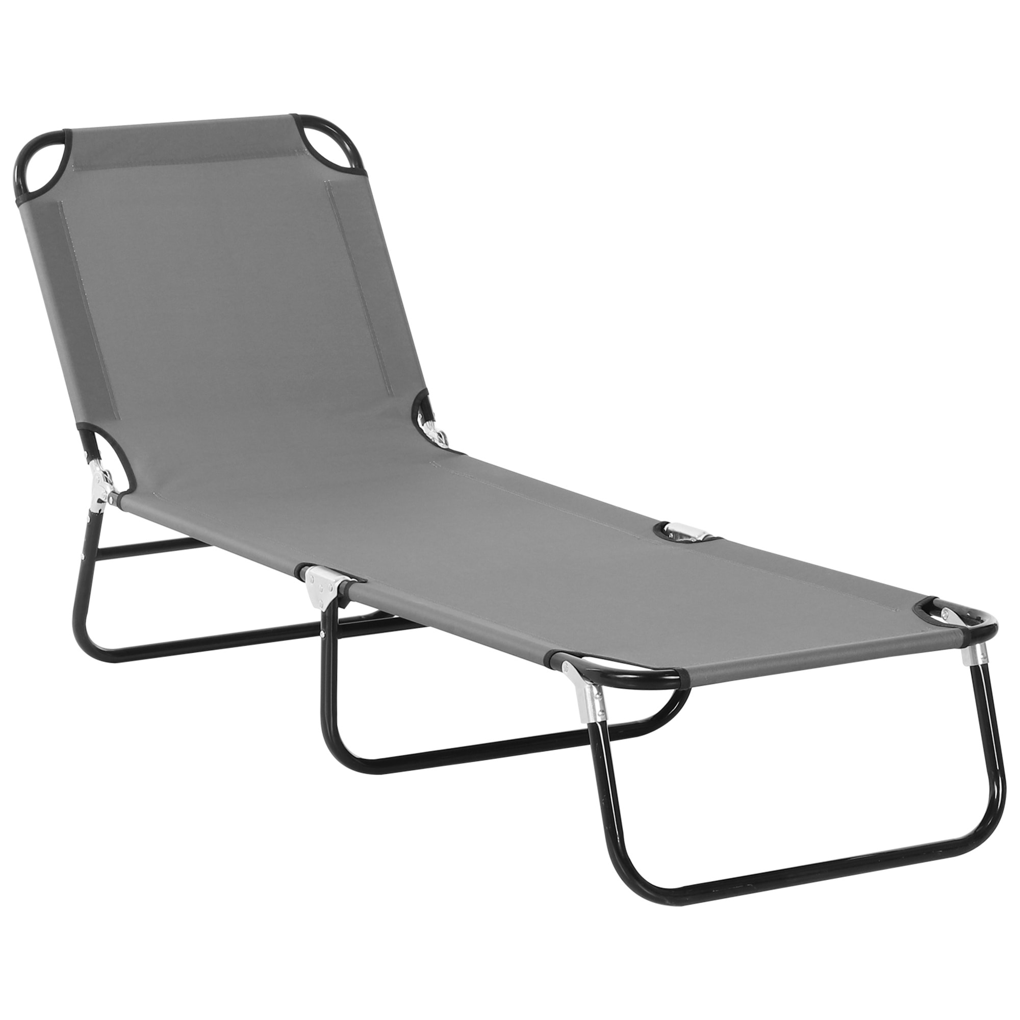 Tumbona Plegable Reclinable con Ángulo Ajustable de 5 Posiciones para Jardín Exterior Piscina Terraza Camping Carga 120 kg 188x56x28 cm Gris