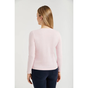 Maglietta basic a maniche lunghe rosa con logo Rigby Go