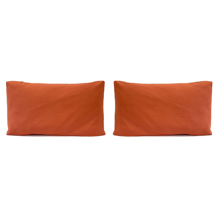 2 taies d'oreiller en lin/coton organic UNI - epice