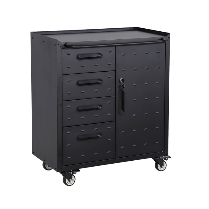 Meuble bas de rangement pour garage avec 4 tiroirs et une porte