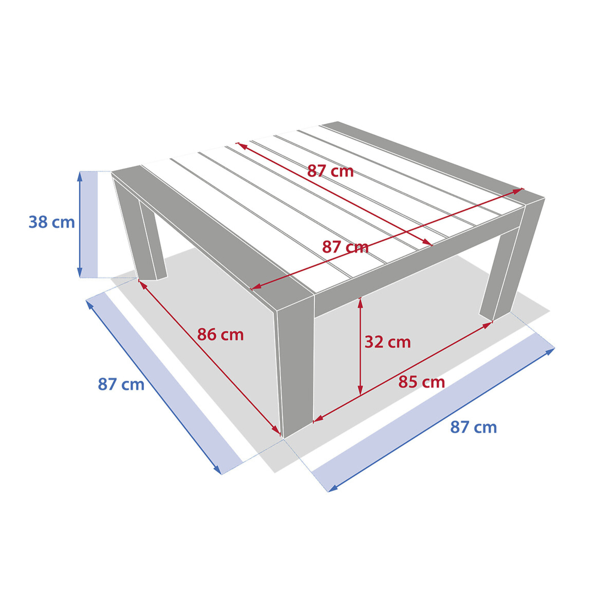 Table basse de jardin carrée "Évasion" graphite & honey 87 x 87cm en aluminium