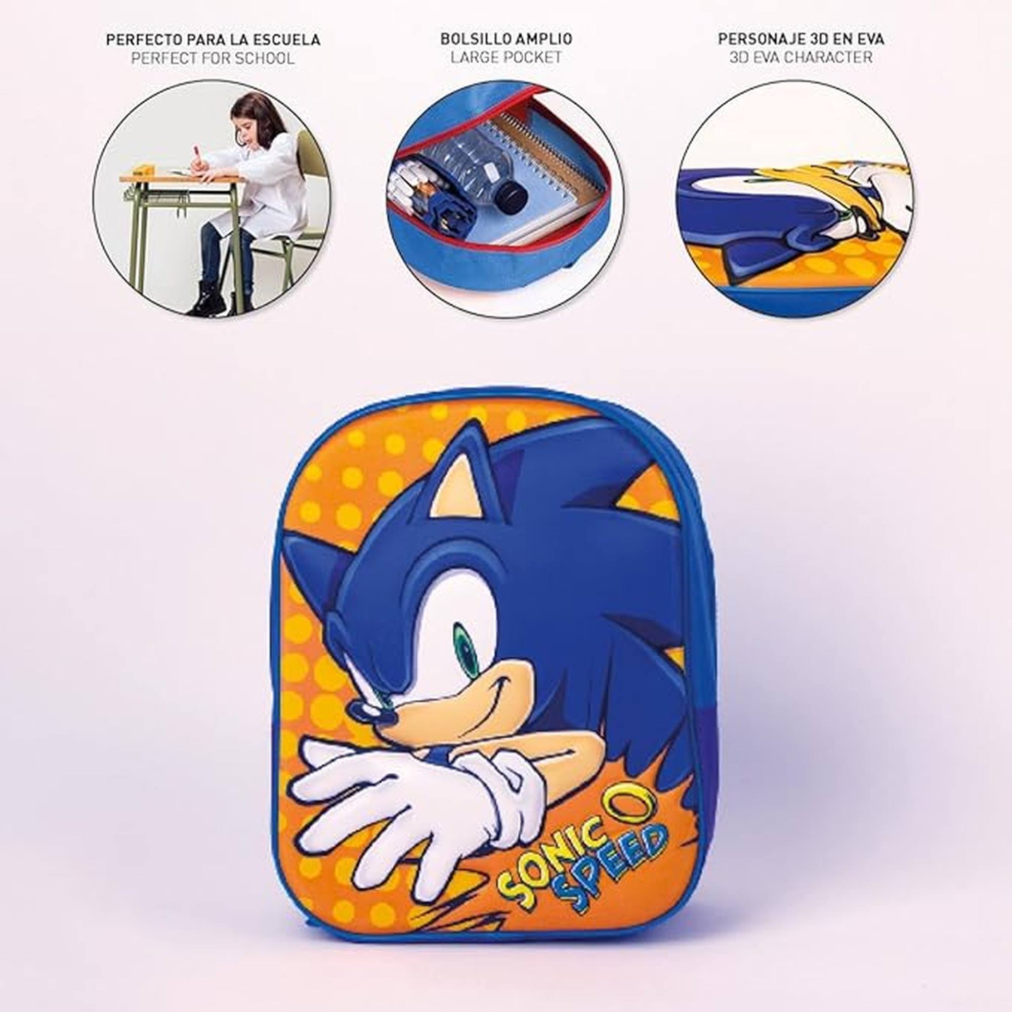 Mochila infantil 3d sonic