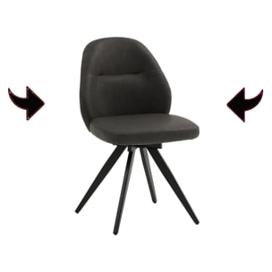 Set di 4 sedie girevoli ZENNENDAL in similpelle antracite e gambe in metallo nero