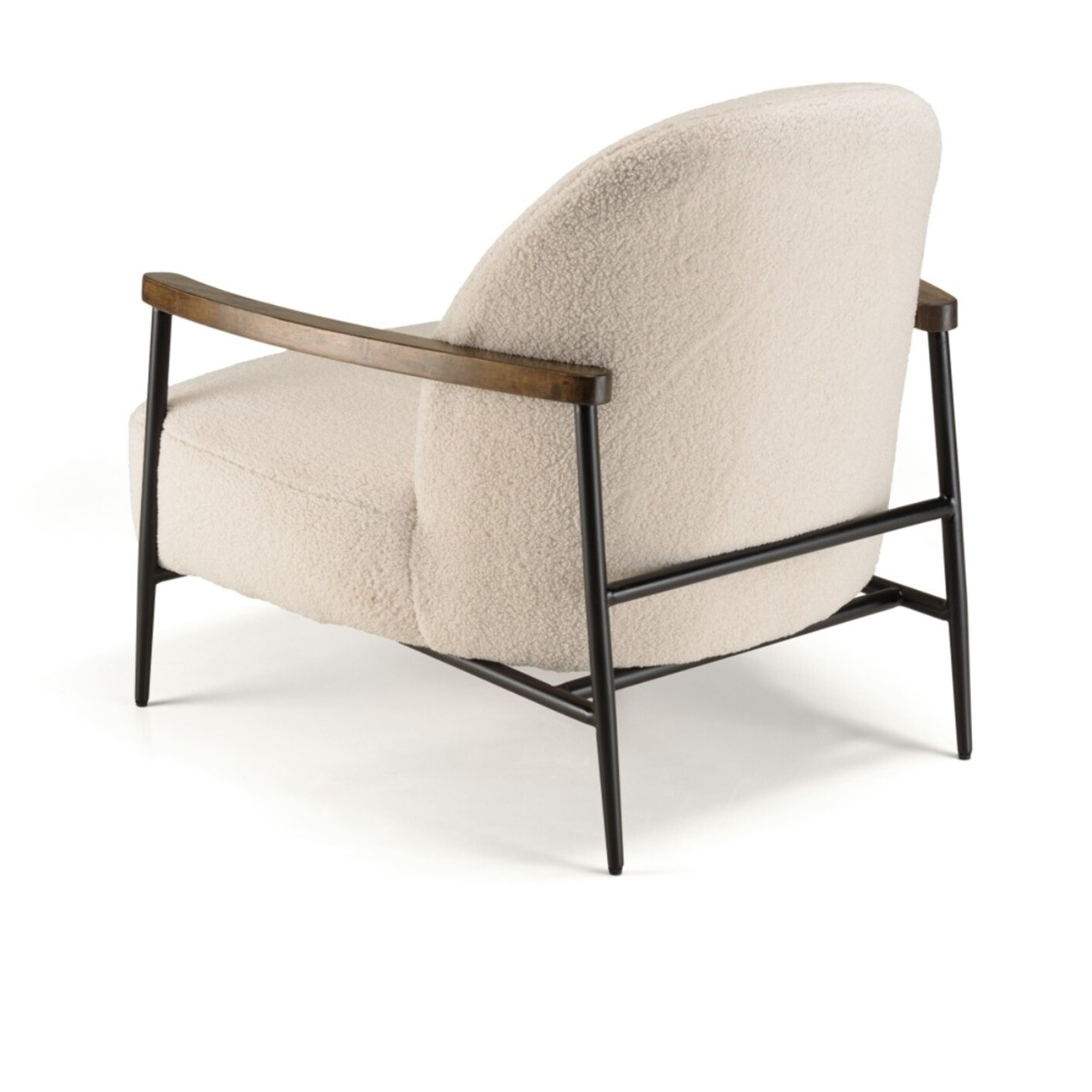 GASTON - Fauteuil tissu bouclette écru structure métallique