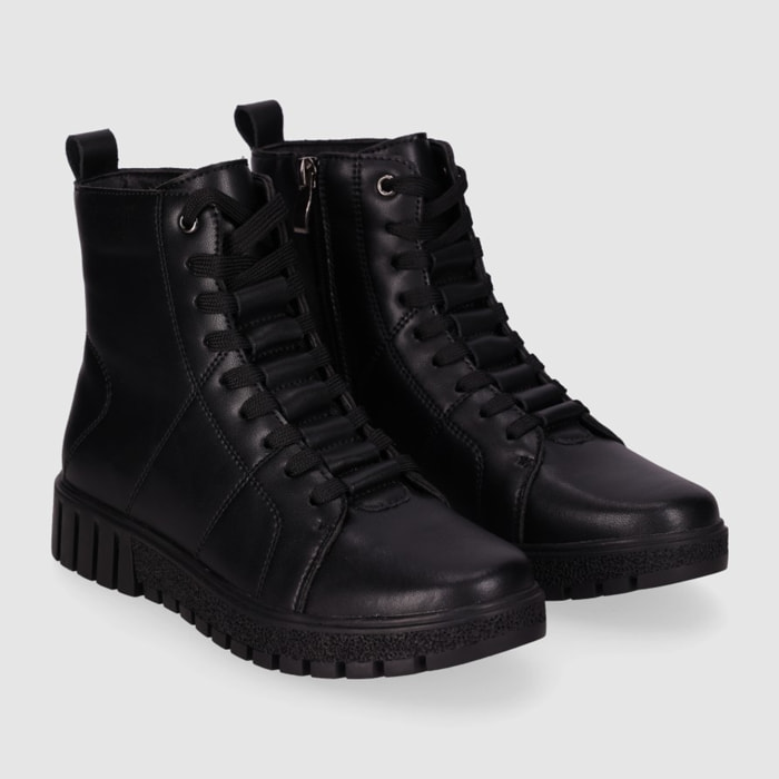 Botines de Piel - Negro - Tacón: Bajo