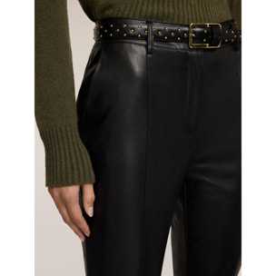 Motivi - Pantaloni slim fit in tessuto spalmato - Nero