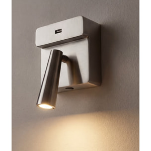 LEDS C4 Luz de lectura Gamma USB LED 3.5 Blanco cálido - 2700K ON-OFF Níquel satinado 123lm