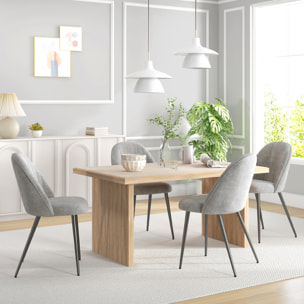 Pack de 4 Sillas de Comedor Modernas, Sillas de Cocina Tapizada en Terciopelo con Respaldo Curvo y Patas de Acero, para Salón, Gris