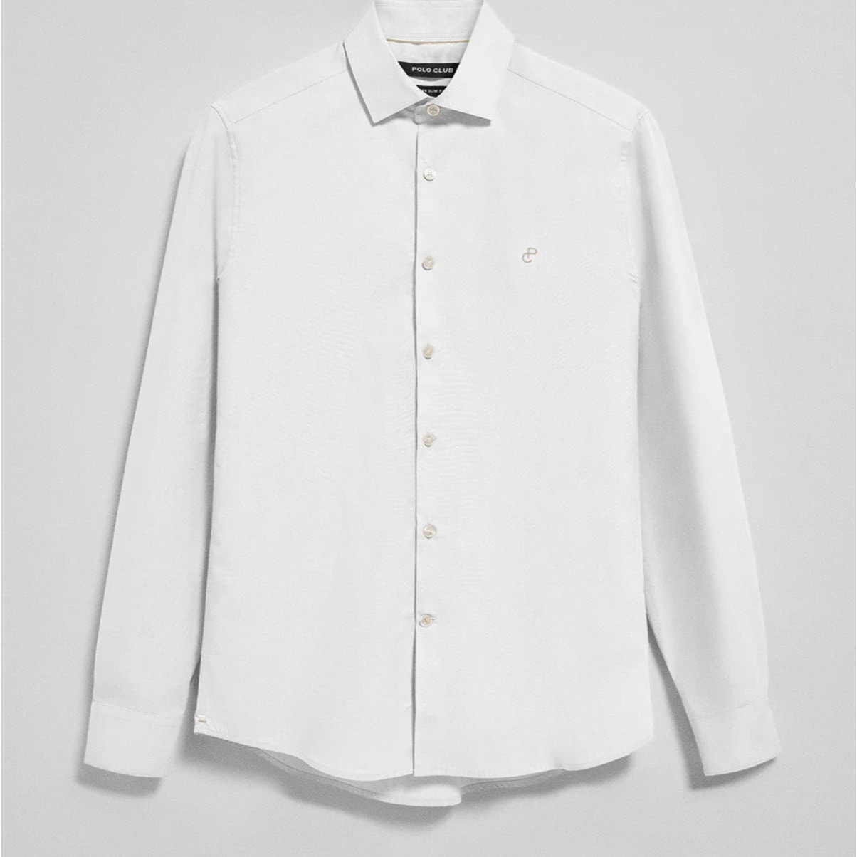 Camisa Super Slim de popelín blanca con monograma bordado