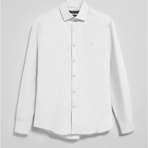 Camisa Super Slim de popelín blanca con monograma bordado