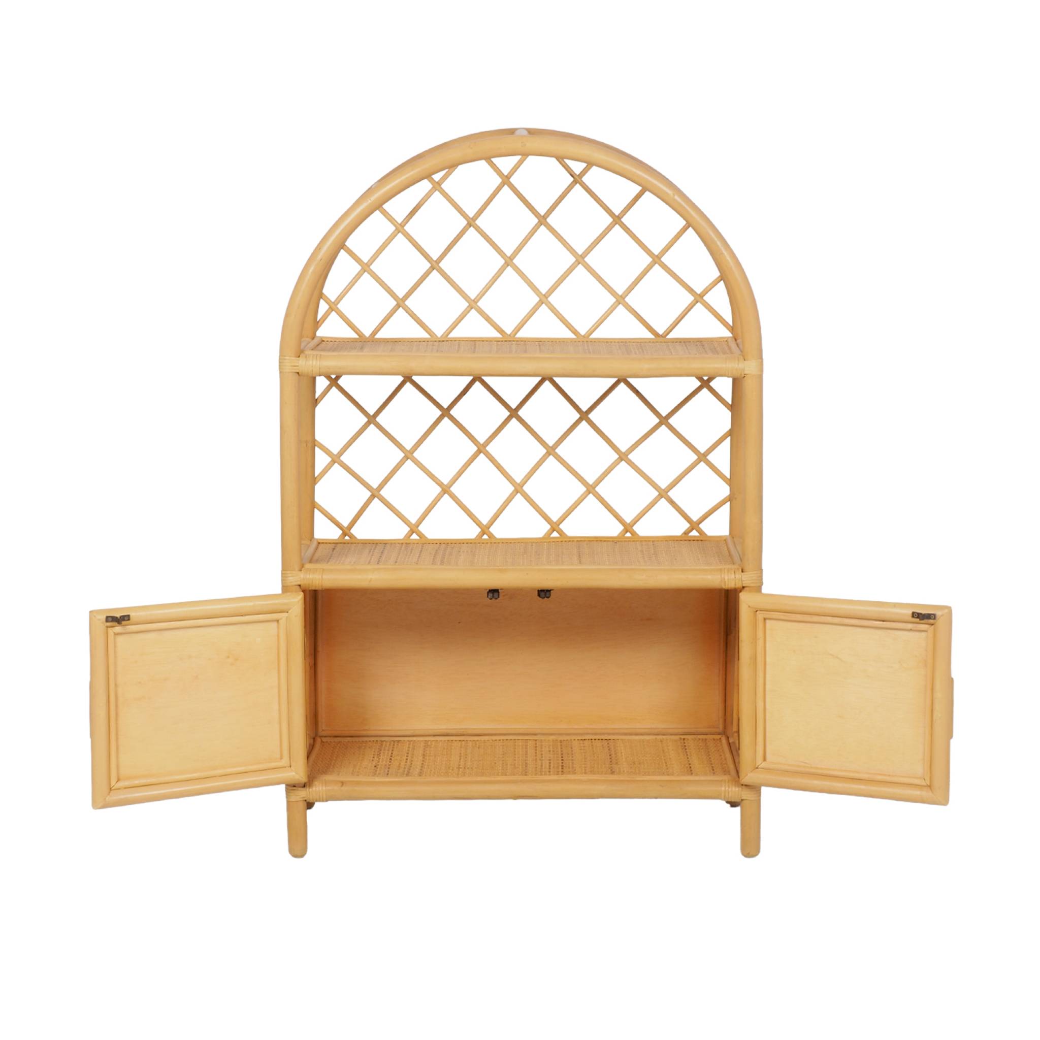 Bibliothèque enfant exotique rotin naturel - 70x30x106cm - Arlo