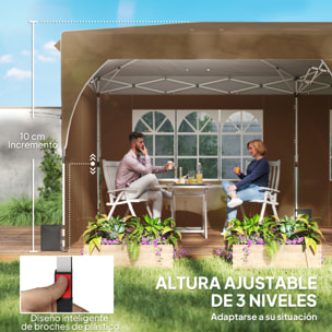 Carpa Plegable 6x3 m, Pop-up, con 4 Laterales Extraíbles, Cenador de Jardín con Tiras Reflectantes, Altura Ajustable, Sistema Central de Bloqueo, UPF50+, Impermeable, Bolsa Transporte, Beige
