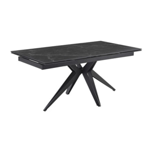 Table extensible en céramique marbré noir L160/240cm - 9 piètements - UNIK