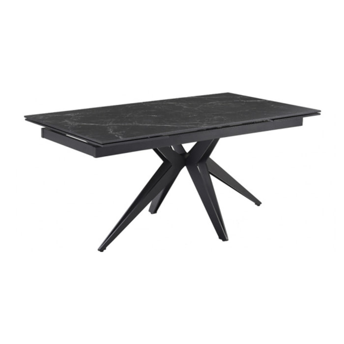 Table extensible en céramique marbré noir L160/240cm - 9 piètements - UNIK