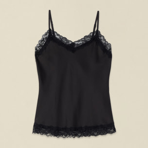 Oltre - Top lingerie in raso e pizzo - Nero