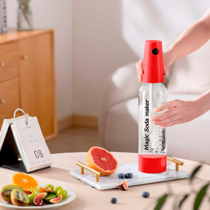 Máquina portátil KT-128A para preparar agua con gas y bebidas carbonatadas en casa. 1L de capacidad.